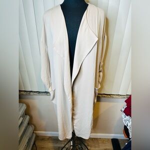 Philosophy beige open cascade waterfall crepe jacket 3/4 sleeve Size Medium